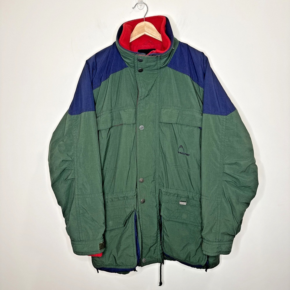 Vintage Head 3 in 1 Ski Utility Jacket Coat Chore Barn Zip In Parka Green Mens L